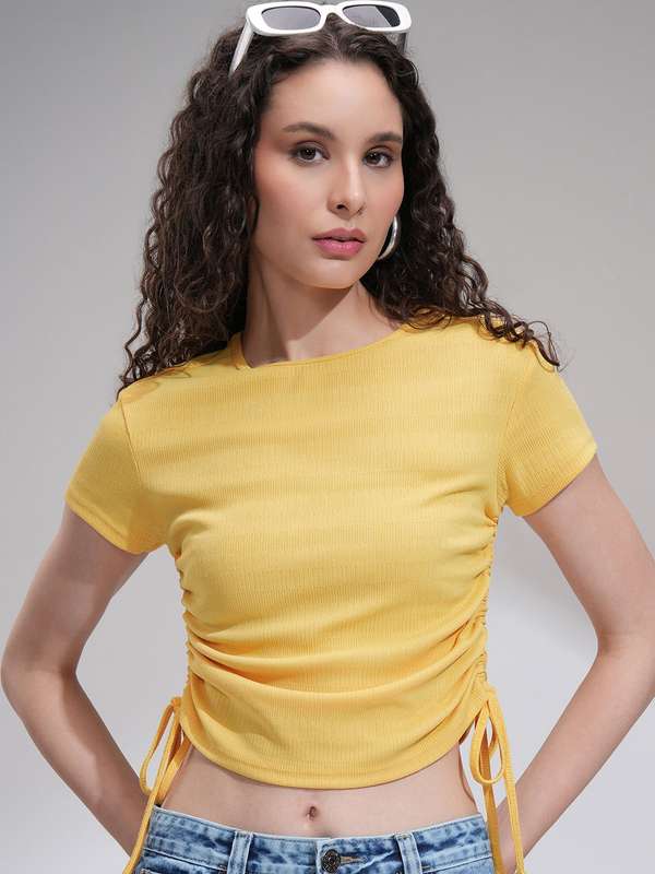 yellow fitted crop top