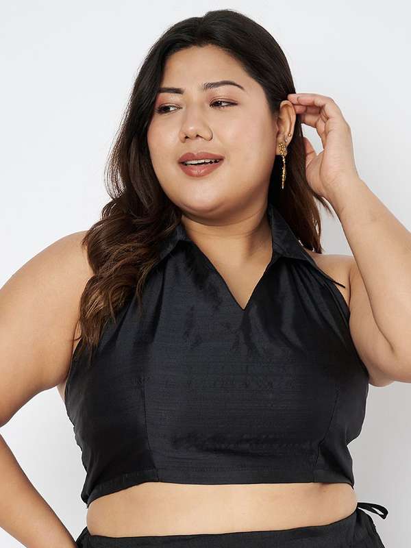 black halter neck blouse online