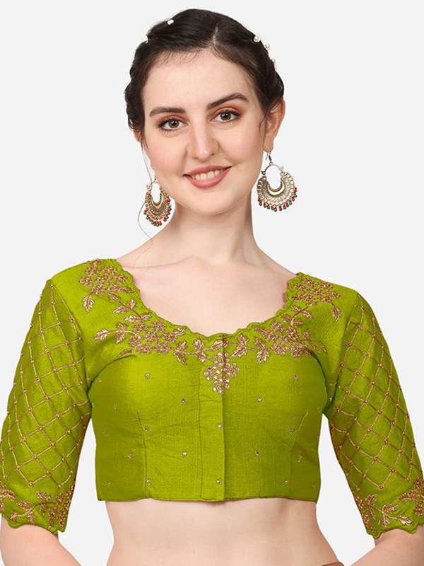 Olive Green Saree Blouse - Buy Olive Green Saree Blouse online in India