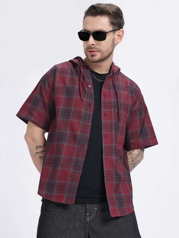 Hooded Checked Shirts - Buy Hooded Checked Shirts online in India