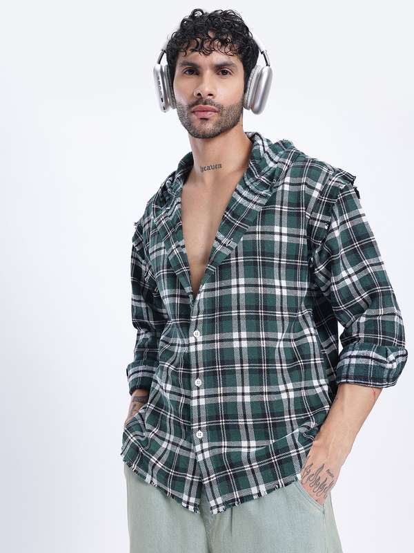 Hooded Checked Shirts - Buy Hooded Checked Shirts online in India