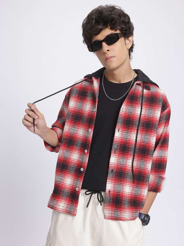 Hooded Checked Shirts - Buy Hooded Checked Shirts online in India
