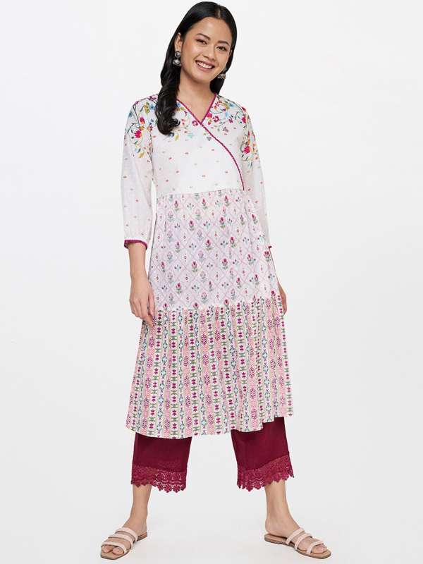 Global Desi White Printed Cotton Kurtas Buy Global Desi White