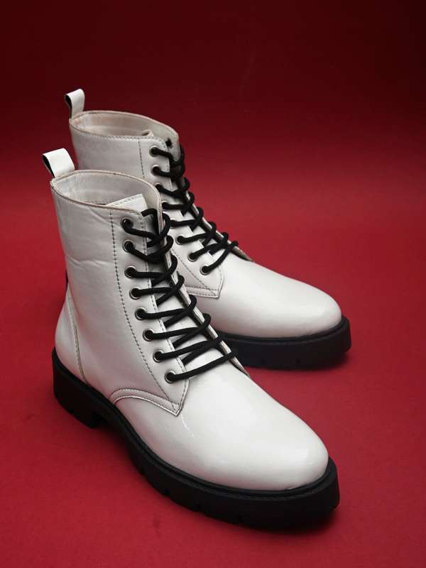 Women White Flat Boots - Buy Women White Flat Boots online in India