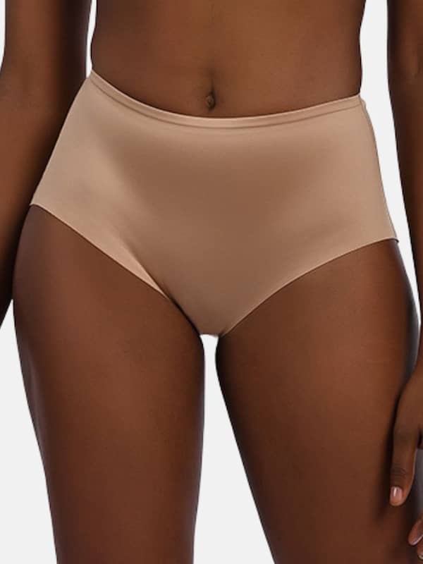 PLUMBURY® Women's High Waist Seamless Smooth Tummy Control Shapewear Panty  Briefs (Pack of 2 Panty) Black/Beige