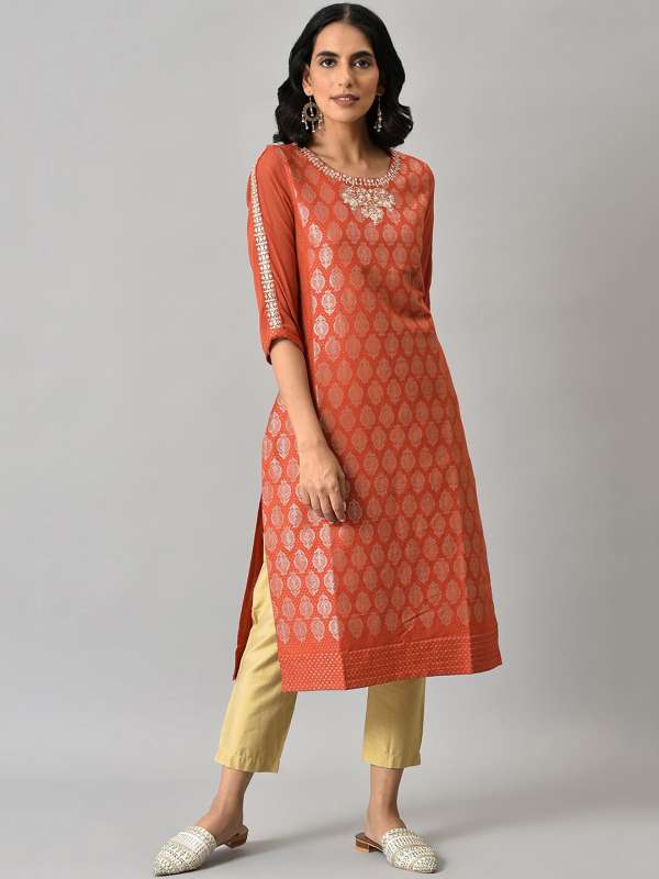 W orange kurti shop