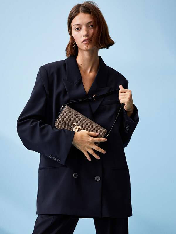 Zara blazer WOMEN FASHION Jackets Blazer Camo discount 67% Navy Blue M 