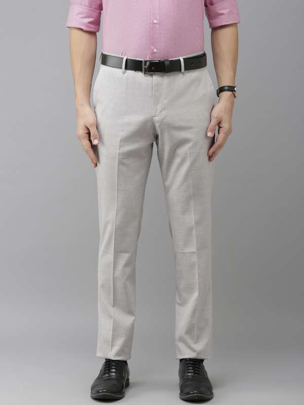 Buy Men Grey Smart Fit Autoflex Regular Fit Solid Formal Trousers online   Looksgudin