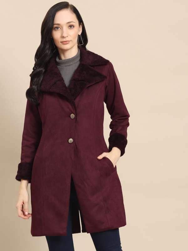 Mens burgundy online winter coat