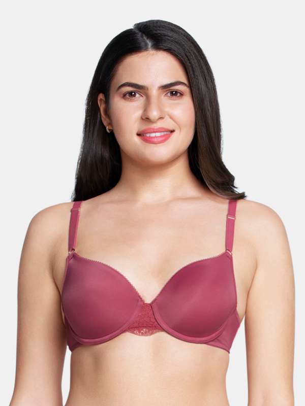 Buy Amante Lace Padded Underwire Full Coverage Bridal T-Shirt Bra Maroon at