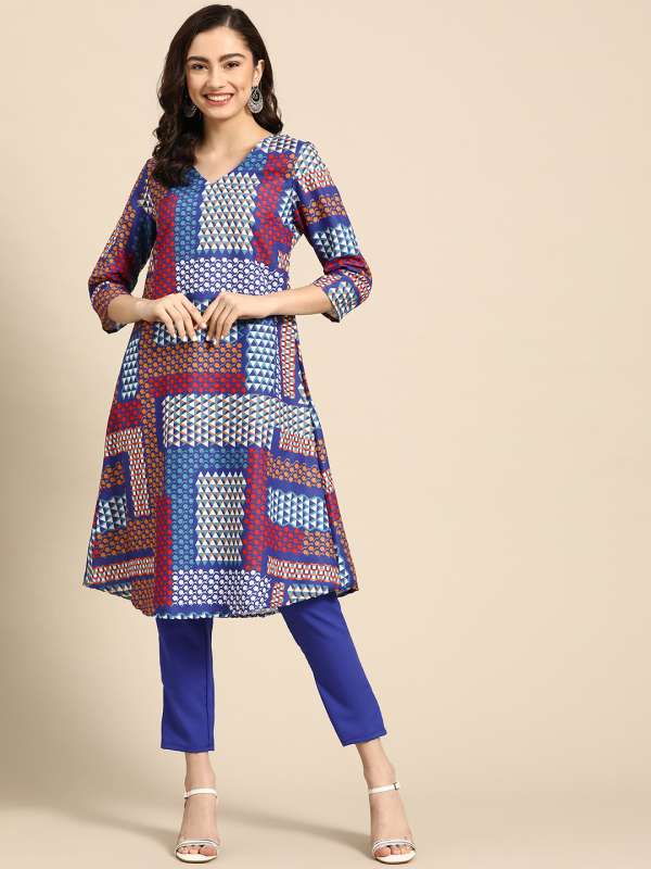 Navy Blue Women Kurtas Kurtis Sangria Wishful By W Buy Navy Blue