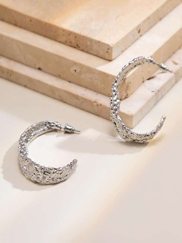 Bellofox Silver Plated Circular Half Hoop Earrings Buy Bellofox