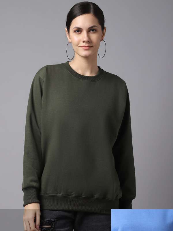 Olive green sweatshirt top womens