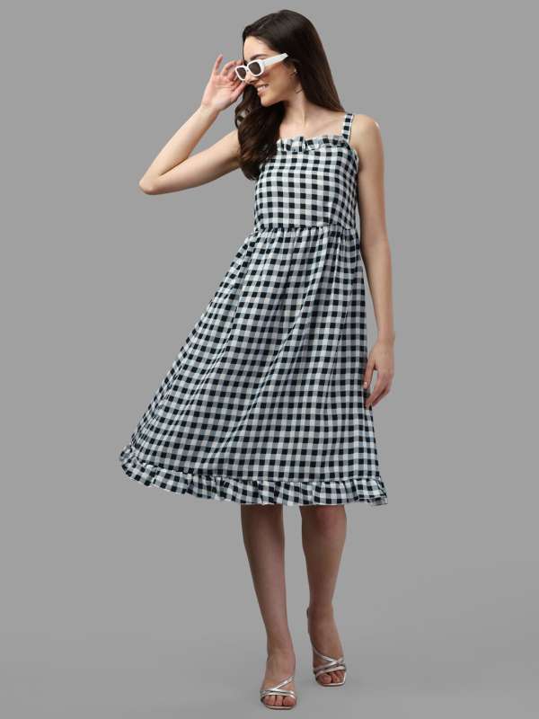 Black and clearance white checkered dresses