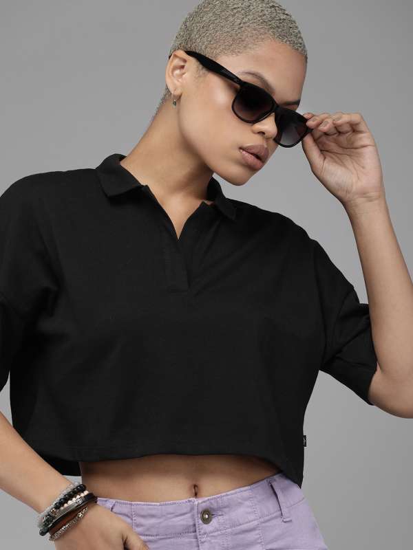 Black polo clearance crop top