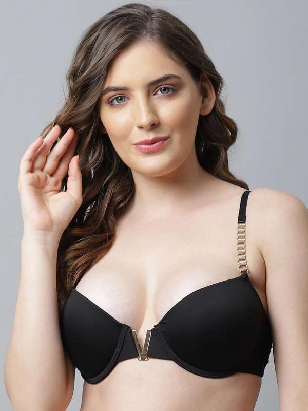 Buy PrettyCat Plunge Wired Demi Coverage Push-Up Bra - White at Rs.447  online