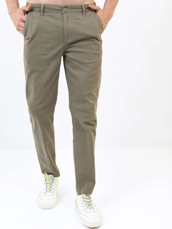 Buy Highlander Light Olive Regular Fit Solid Casual Trouser for