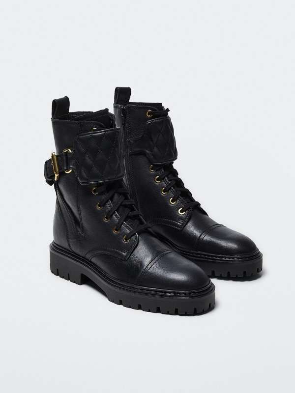 Ankle length black boots best sale