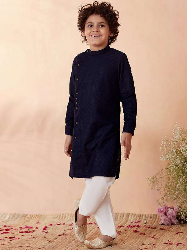 Manyavar Navy Blue Embroidered Kurta Pyjama 2785377.htm Buy
