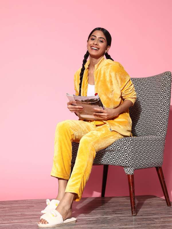 Yellow velvet tracksuit top