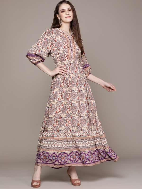 Off White Peach Women Maxi Dresses Label Ritu Kumar Buy Off