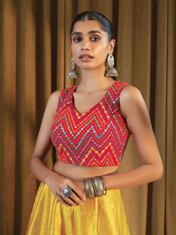 Red designer blouse online top