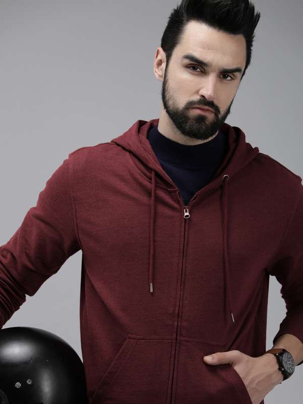 Roadster Wine Solid Hooded Sweatshirts Buy Roadster Wine Solid