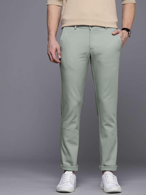 Buy Lombard Men Grey Solid Slim Linen Trousers  Trousers for Men 1587962   Myntra