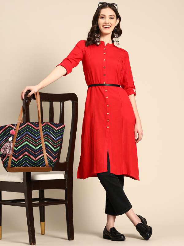 Sangria top red kurta