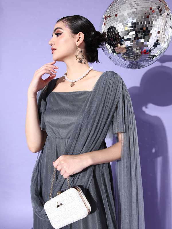 Grey party wear dresses shop