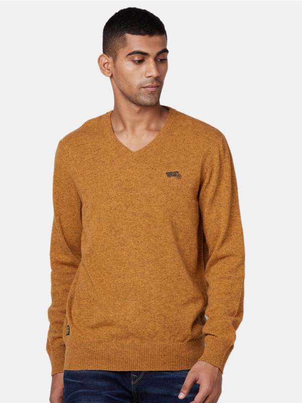 Mustard v neck jumper online