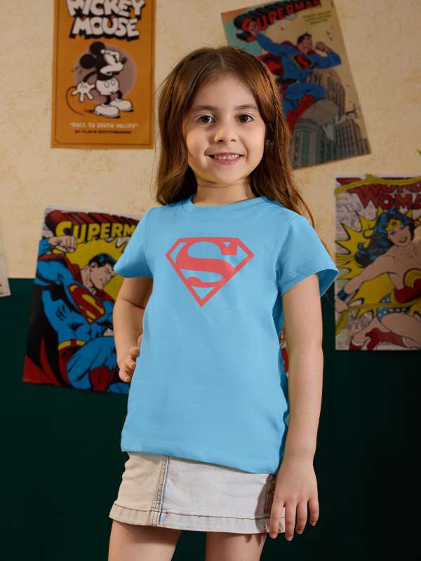 Girl with superman t shirt store