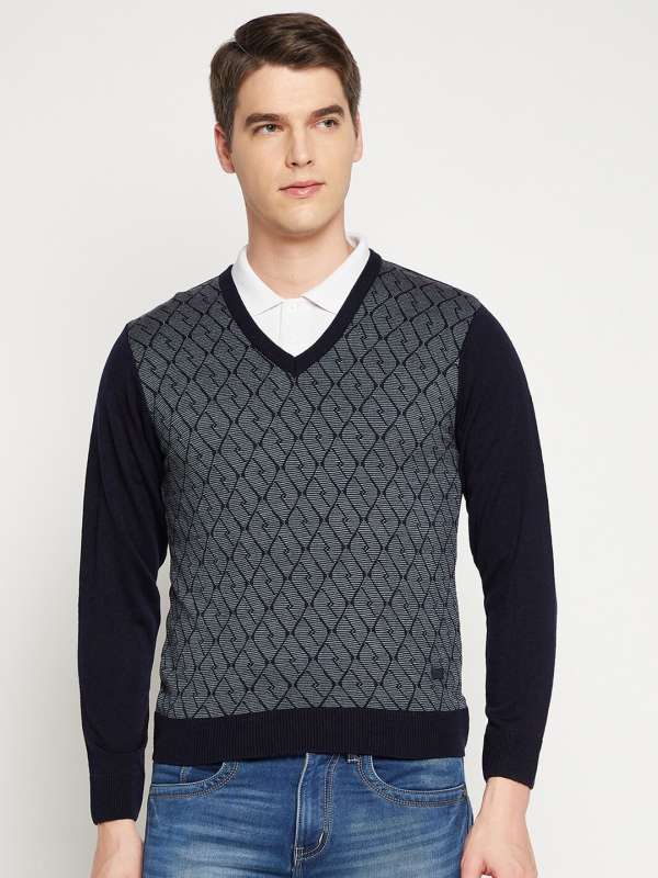 Duke Blue Printed V Neck Sweater Buy Duke Blue Printed V Neck