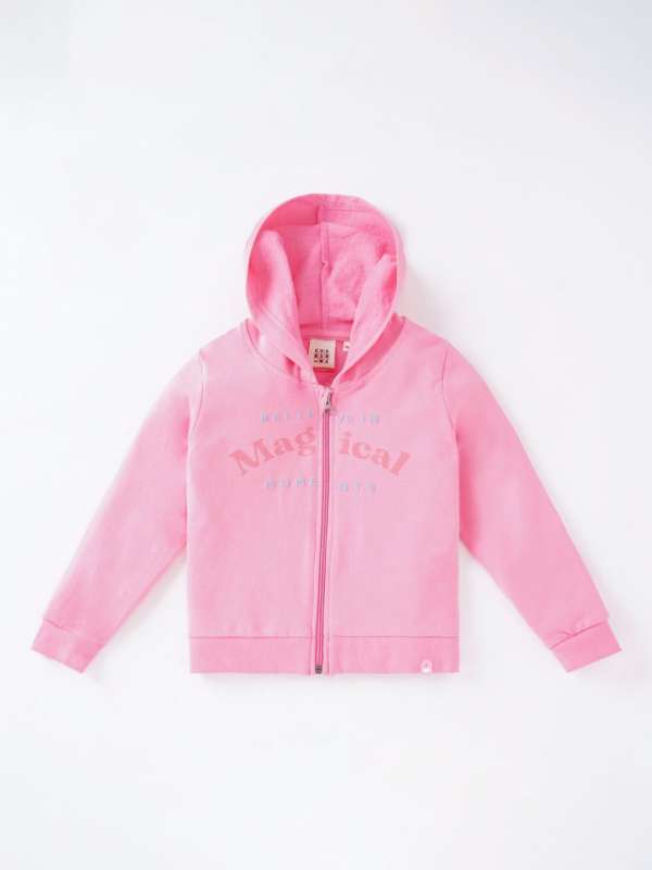 Denim jacket with pink hoodie deals