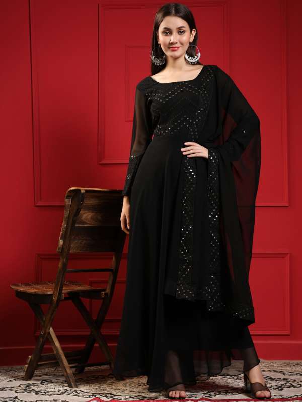 Myntra black long kurtis top