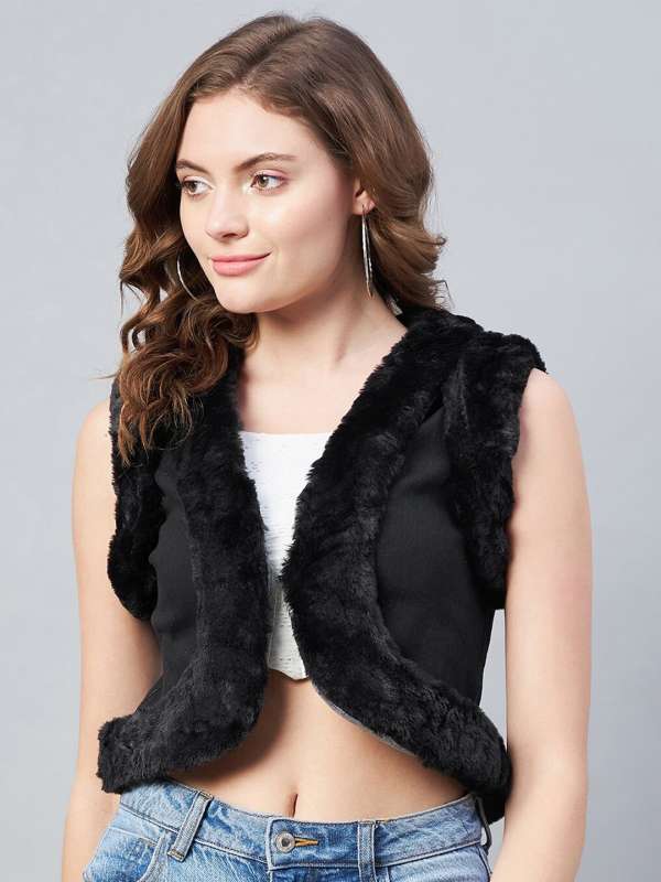 Black sleeveless shrug store