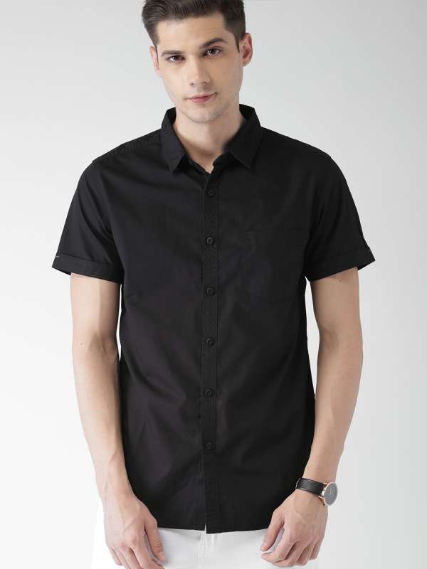 Black Half Sleeve Shirts Buy Black Half Sleeve Shirts Online Myntra