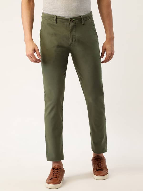Peter England Casual Trousers : Buy Peter England Men Khaki Solid Super  Slim Fit Casual Trousers Online | Nykaa Fashion