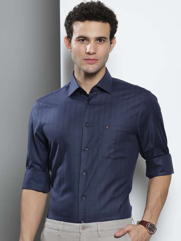 Tommy hilfiger dark blue shirt hot sale