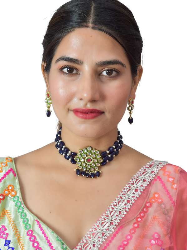 Navy blue earring and necklace new arrivals set