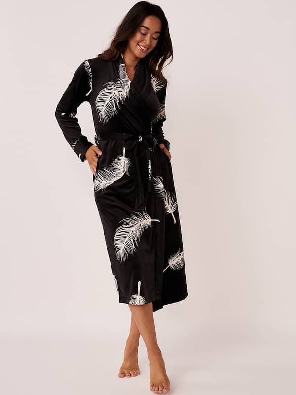 Buy Claura Black Full Length Nighty With Robe for Women Online  Tata CLiQ