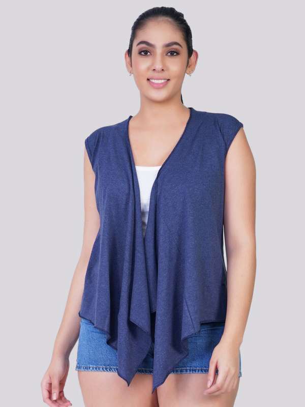 Blue Solid Waterfall Shrug Buy Blue Solid Waterfall Shrug online