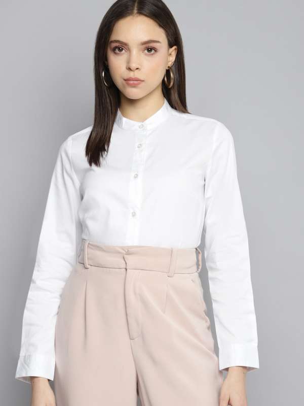 Women Fashion Formal Shirt Clothes Slim Long Sleeve White Blouse