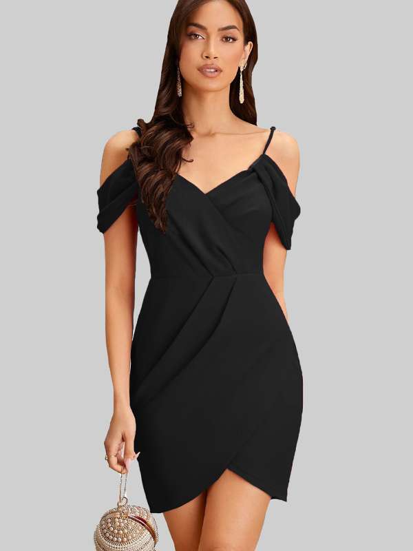 Womens black cold shoulder dress outlet