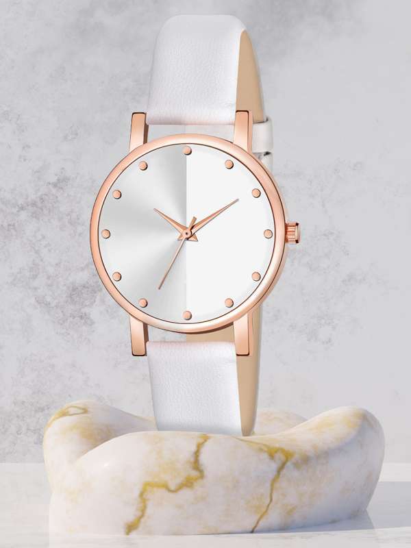 White leather strap watch hot sale