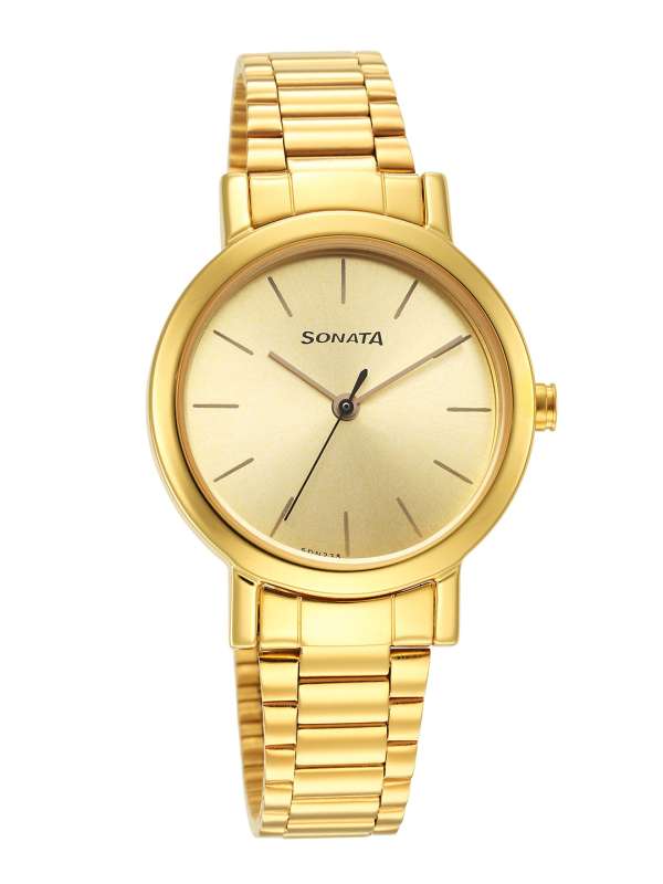 Sonata ladies watch golden colour new arrivals