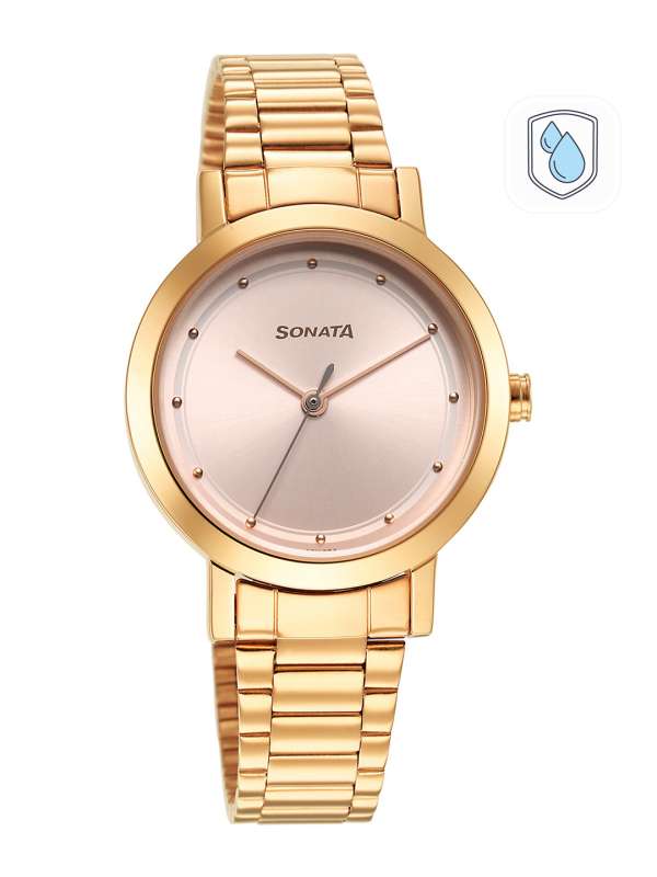 Sonata ladies watch golden colour new arrivals