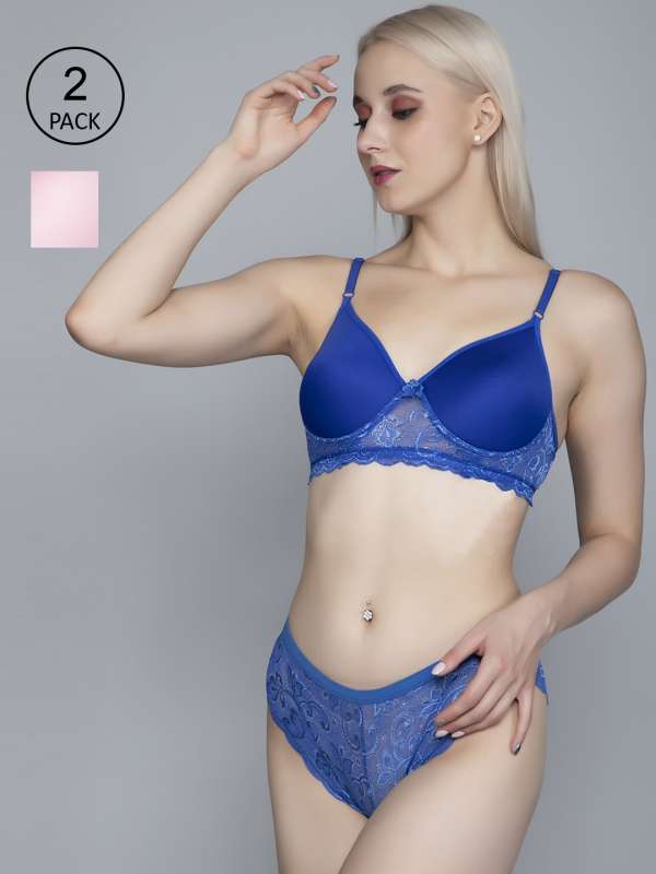 Love Me Cotton Pink Blue Bra Panty Set, For Inner Wear, Size: 40 at Rs  55/set in New Delhi