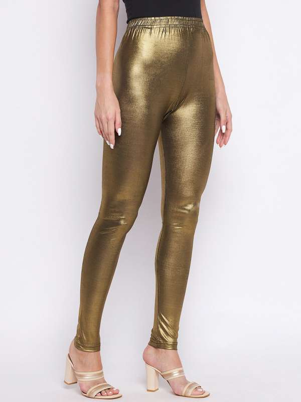 Shop Women's Solid Antique Gold Shimmer Leggings Online