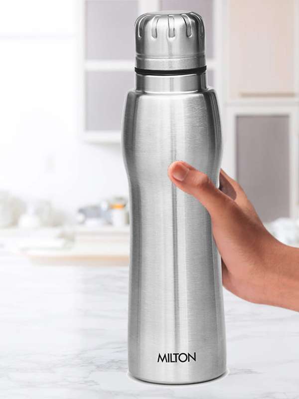 Milton Duo 2200 Thermosteel 24 Hours Hot and Cold Water Bottle with Handle,  1 Piece, 2.02 Litres, Silver | Leak Proof | Office Bottle | Gym | Home 